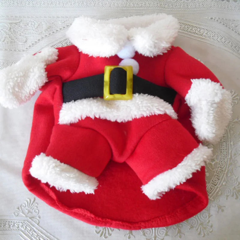 Pet Dog Christmas Clothes Santa Claus Dog Costume Winter Puppy Pet Cat Coat Jacket Dog Suit with Cap Warm Clothing for Dogs Cats