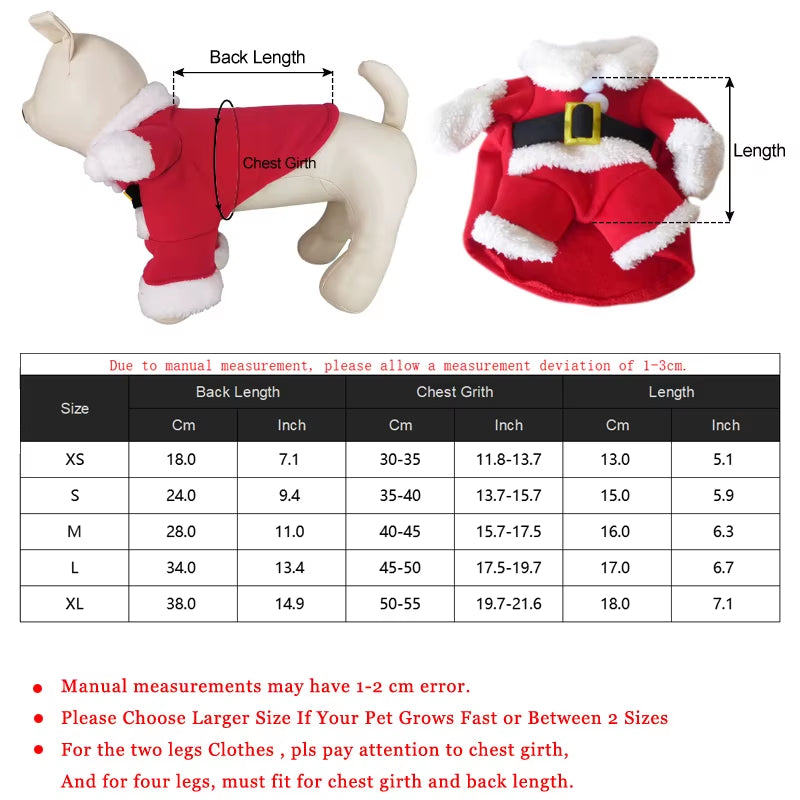 Pet Dog Christmas Clothes Santa Claus Dog Costume Winter Puppy Pet Cat Coat Jacket Dog Suit with Cap Warm Clothing for Dogs Cats