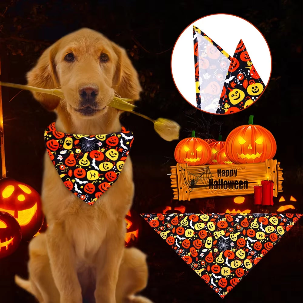 Dog Bandanas Halloween Dog Accessories Pet Dog Bandanas Scarf Small Dog Cat Puppy Bibs Pet Supplies for Small Dogs Dog Grooming