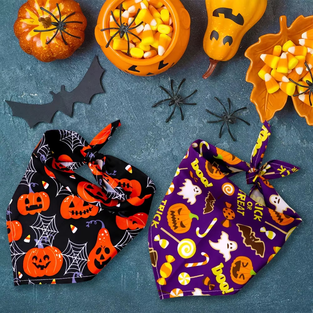 Dog Bandanas Halloween Dog Accessories Pet Dog Bandanas Scarf Small Dog Cat Puppy Bibs Pet Supplies for Small Dogs Dog Grooming